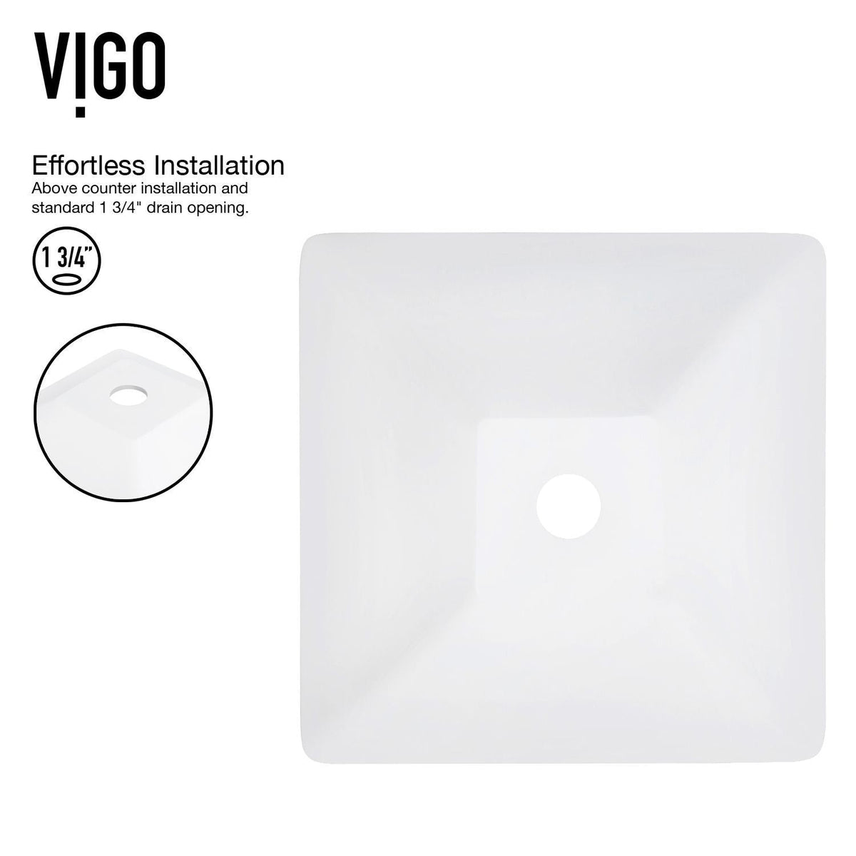 Hibiscus MatteStone White Bathroom Sink/Basin Set with Linus Faucet and Square Composite Vessel U8J1 - product image 4