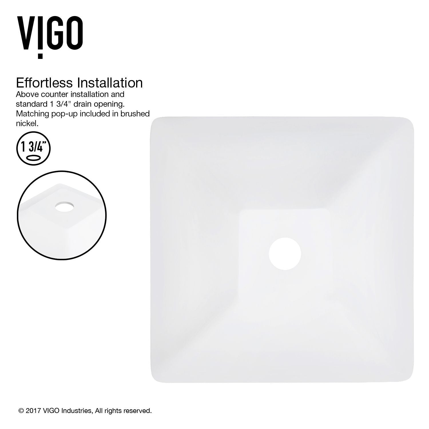 Hibiscus MatteStone White Bathroom Sink/Basin Set with Niko Faucet and Square Composite Vessel Y5I7 - product image 7