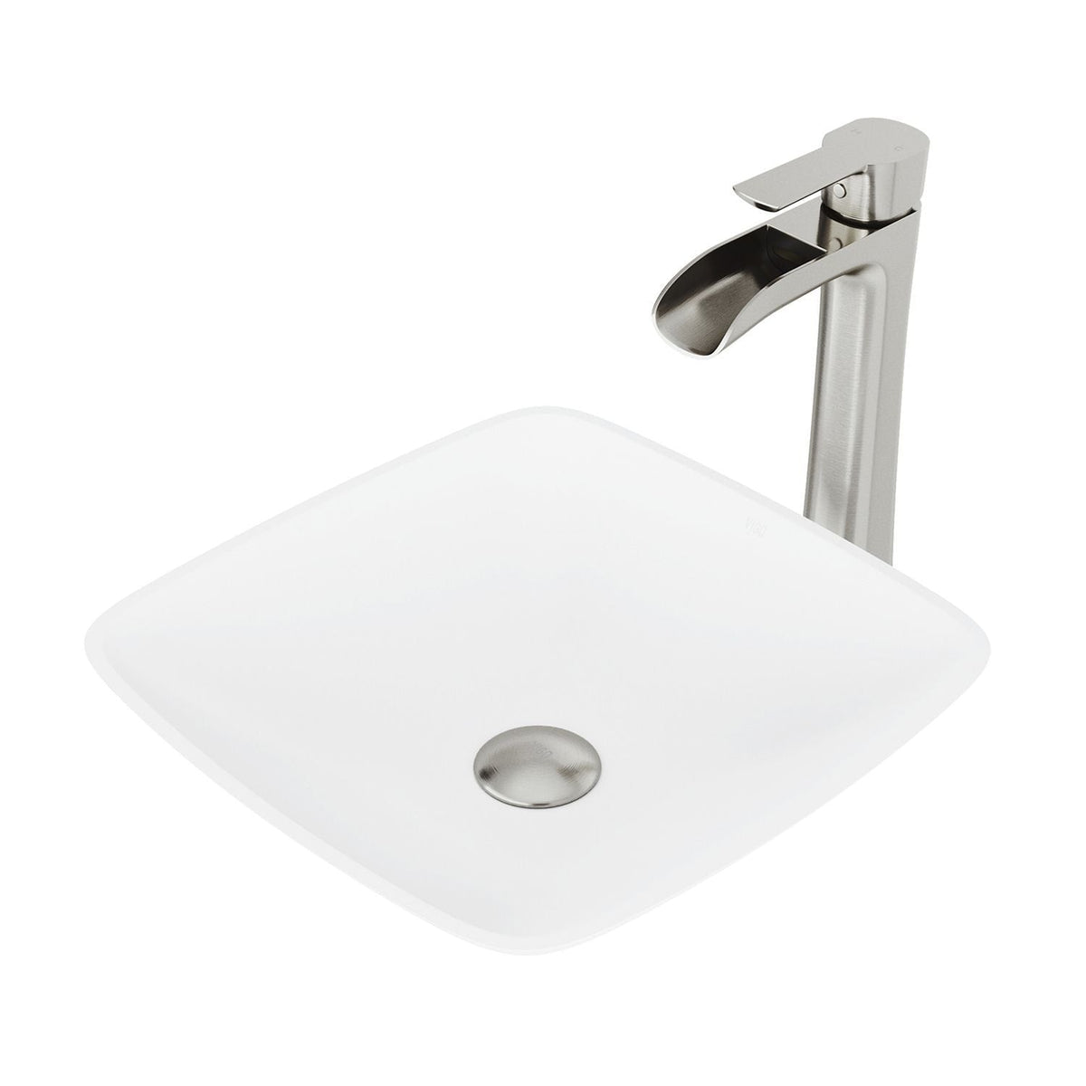 Hyacinth MatteStone White Bathroom Sink/Basin Set with Niko Faucet and Square Composite Vessel C6L1 - product image 1