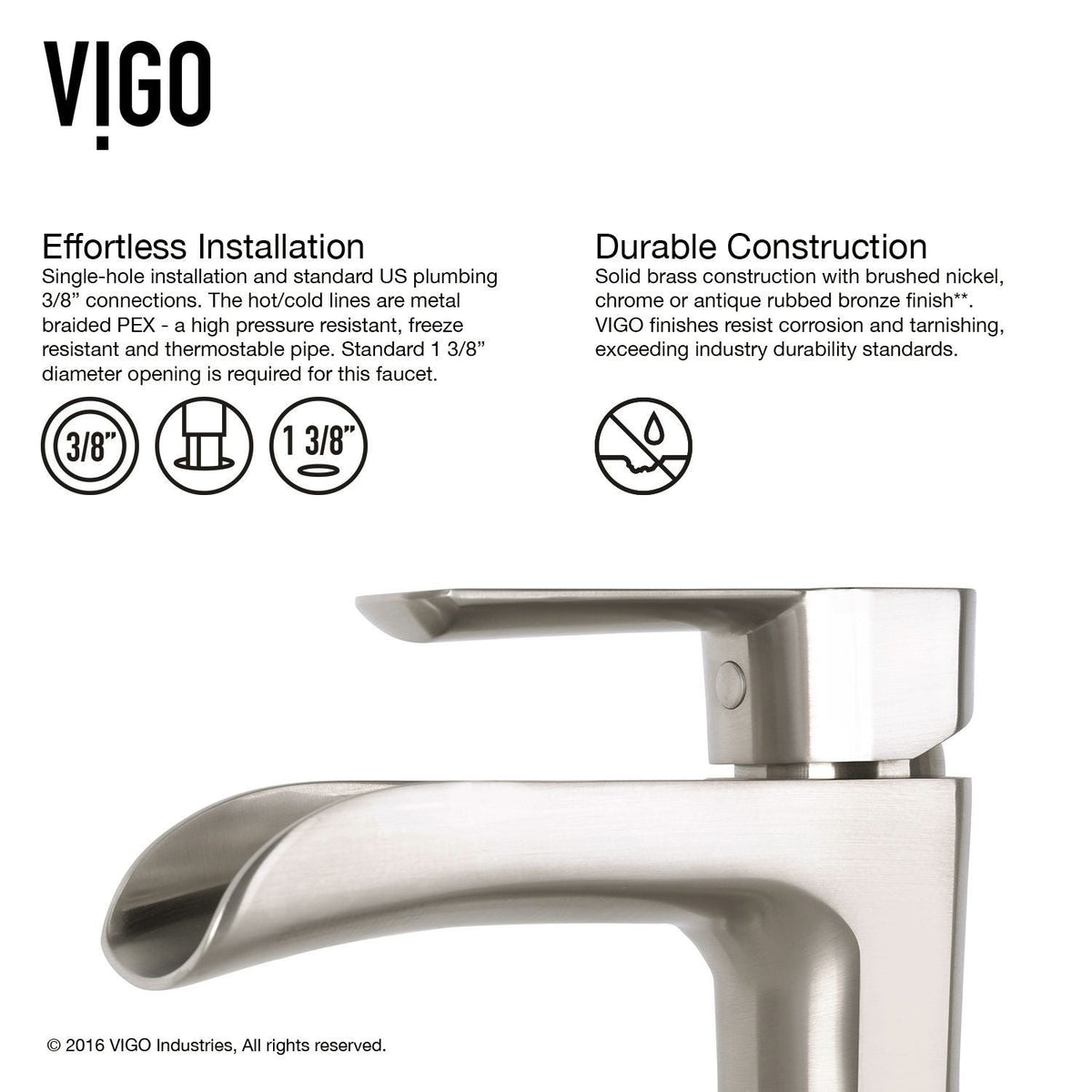 Hyacinth MatteStone White Bathroom Sink/Basin Set with Niko Faucet and Square Composite Vessel C6L1 - product image 6
