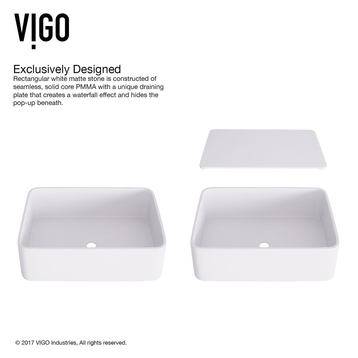 Jasmine MatteStone 18x15-in Deep White Bathroom Sink/Basin with Rectangular Vessel G0R2 - product image 5