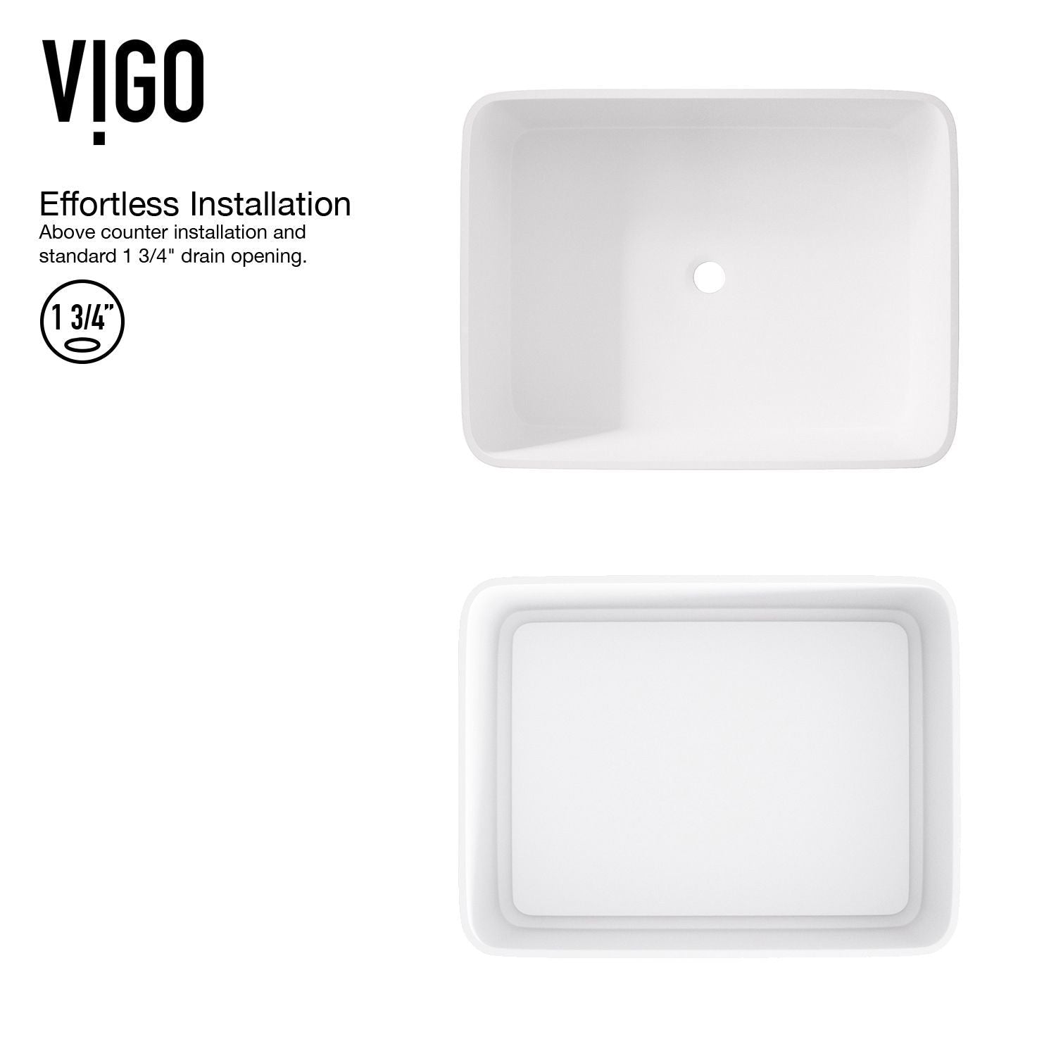Jasmine MatteStone White Bathroom Sink/Basin Set with Amada Faucet and Rectangular Composite Vessel D8O0 - product image 6