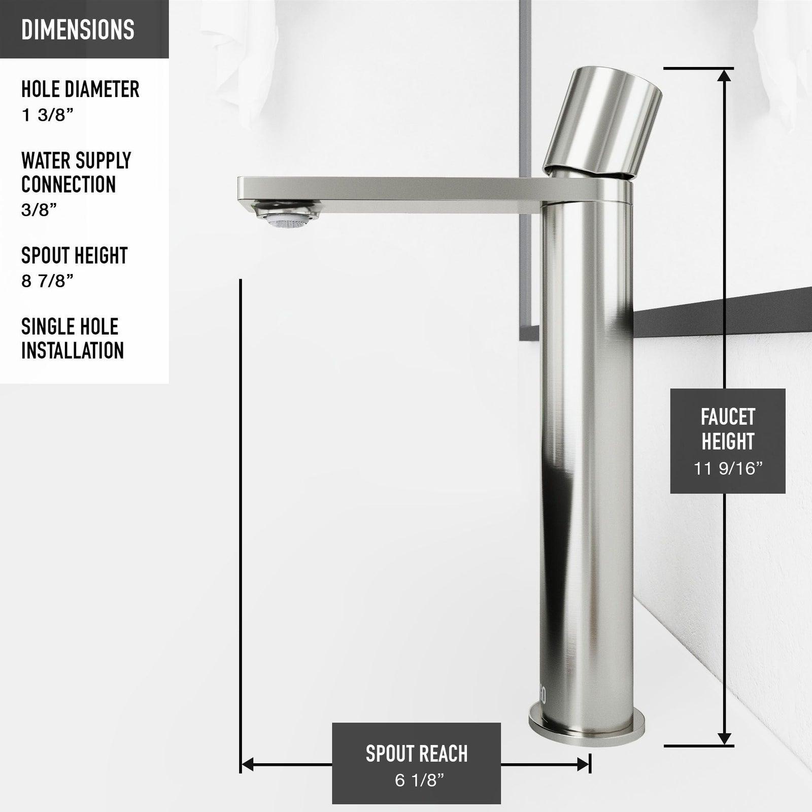 Lorca ConcretoStone Grey Bathroom Sink/Basin Set with Gotham Faucet and Rectangular Vessel B7K9 - product image 4