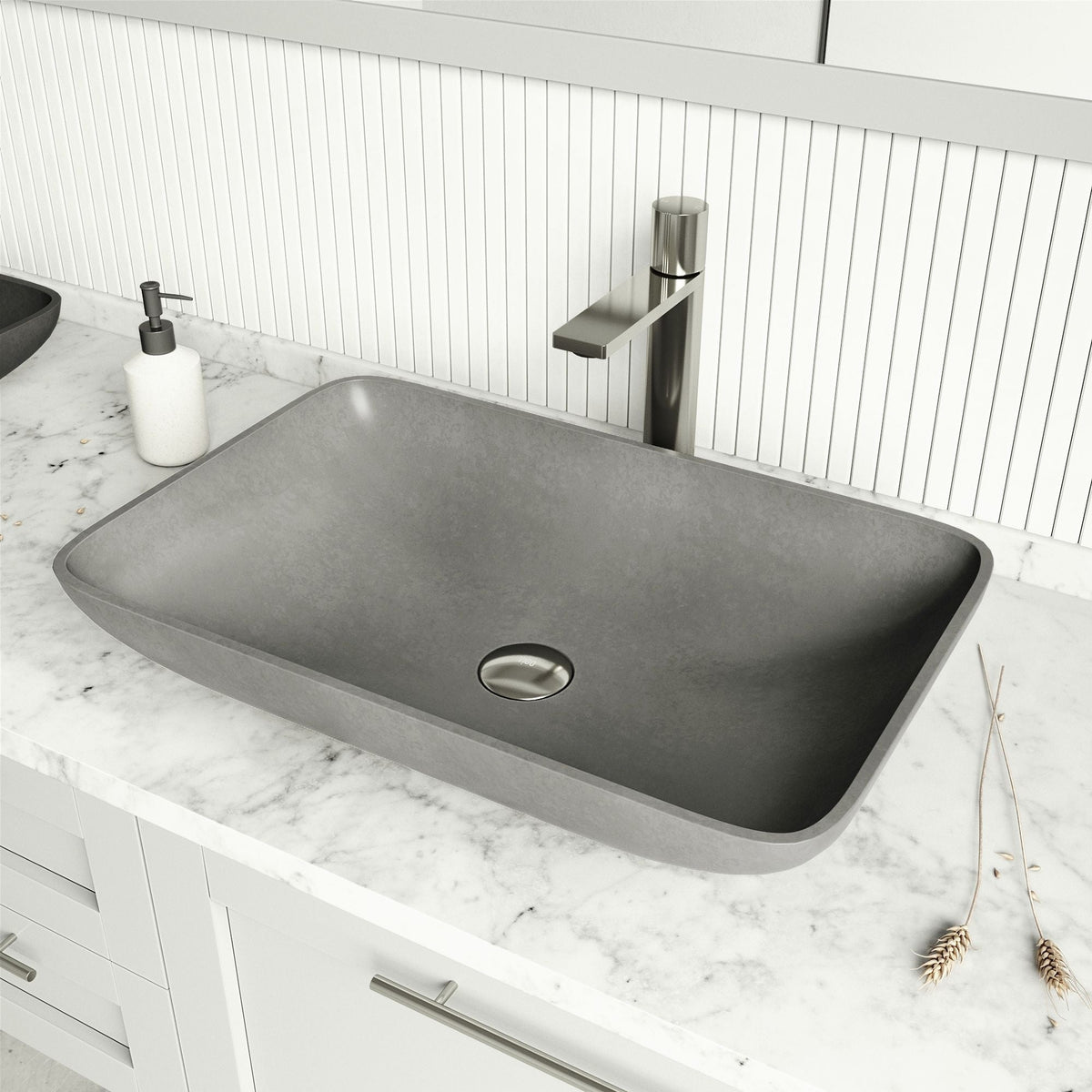Lorca Gothic ConcretoStone 22x15-in Deep Grey Bathroom Sink/Basin with Rectangular Vessel K3A0 - product image 6