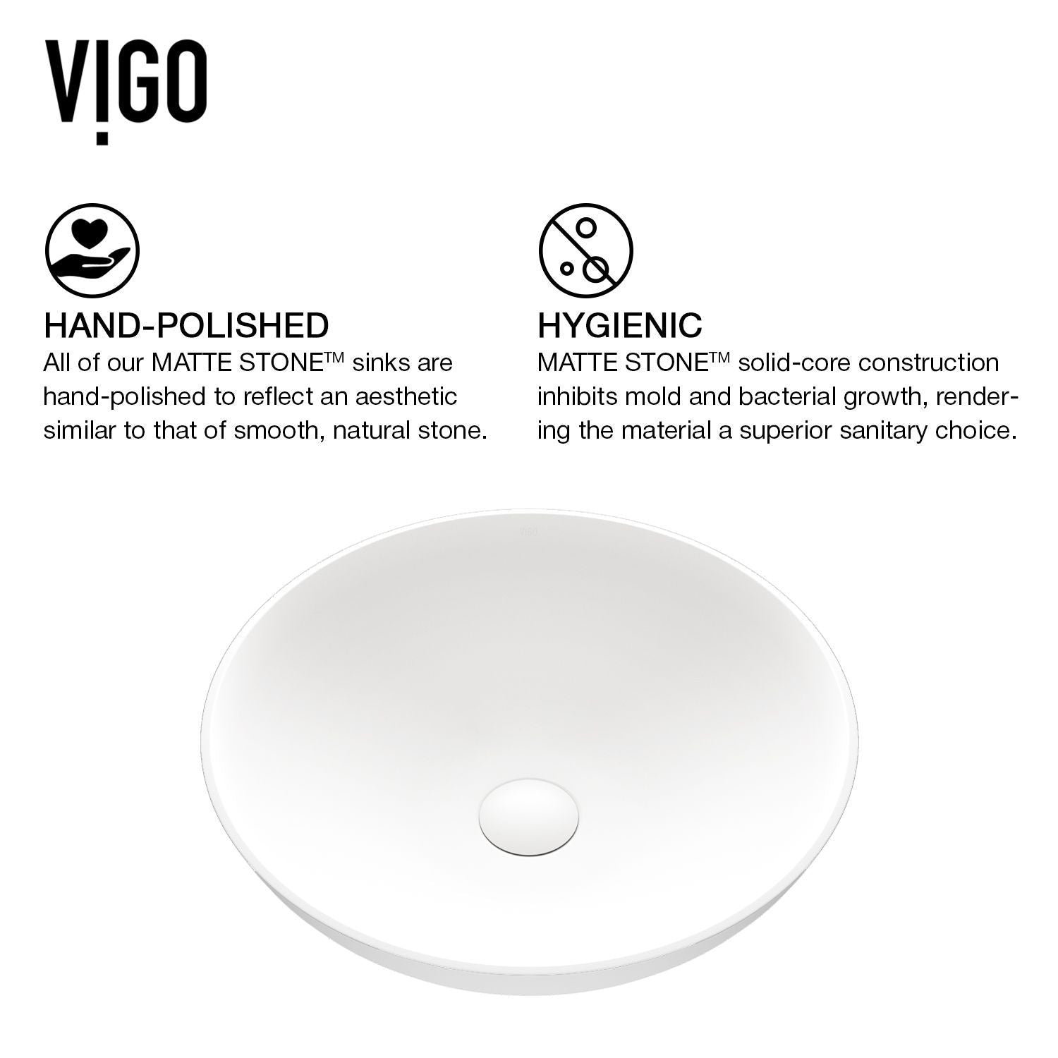Lotus Matte Stone Round Composite Vessel Bathroom Sink/Basin with Deep Bowl, White Q9O0 - product image 3