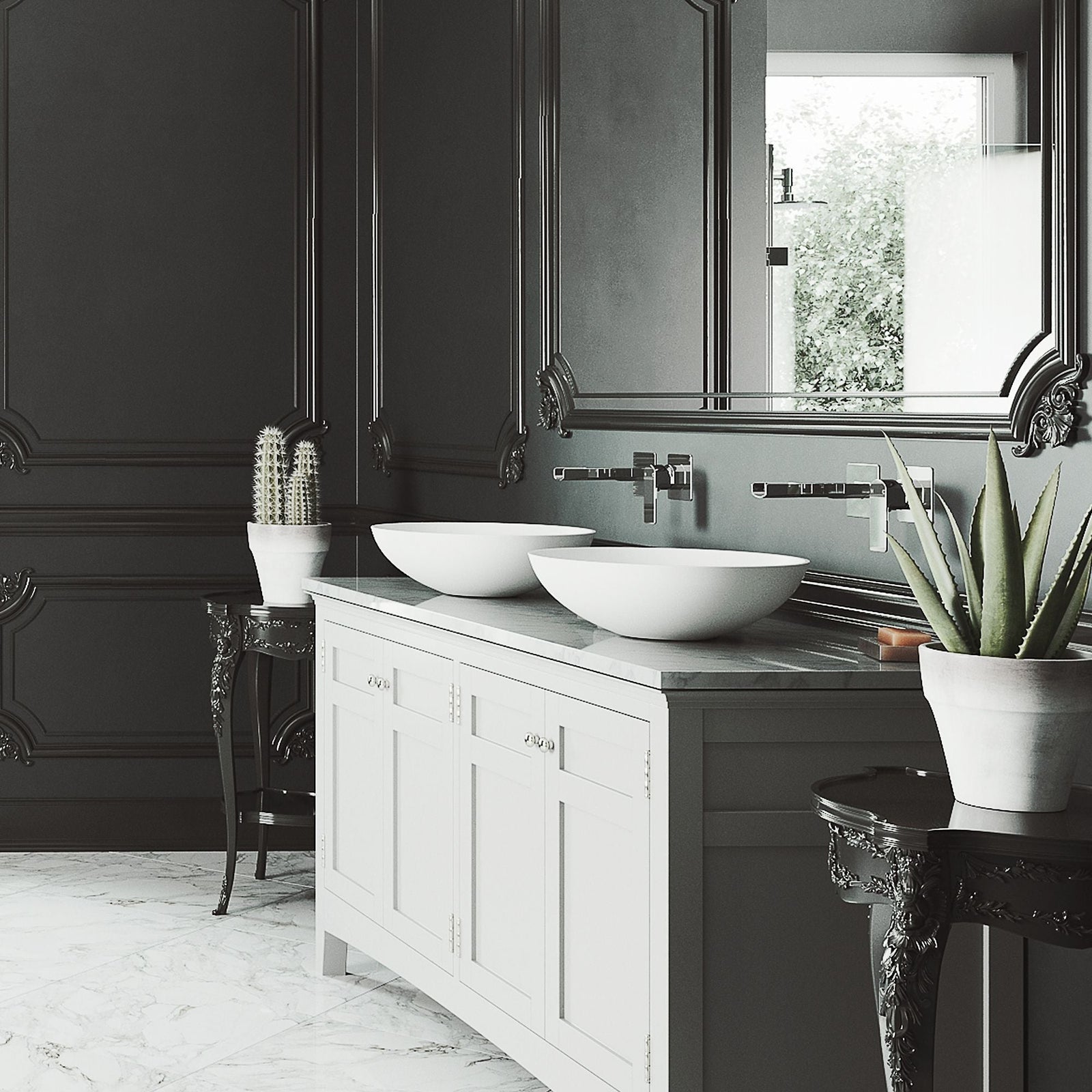 Lotus Matte Stone Round Composite Vessel Bathroom Sink/Basin with Deep Bowl, White Q9O0 - product image 5