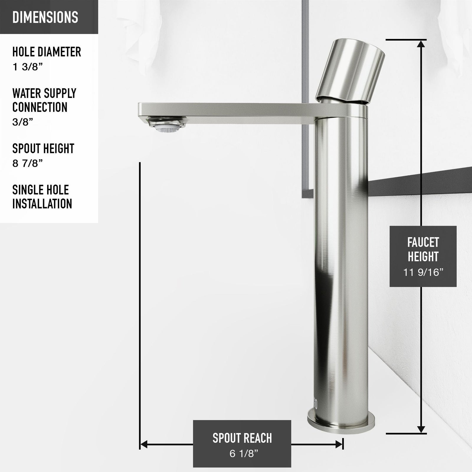 Lotus MatteStone White Bathroom Sink/Basin Set with Gotham Faucet and Round Composite Vessel D2H2 - product image 6