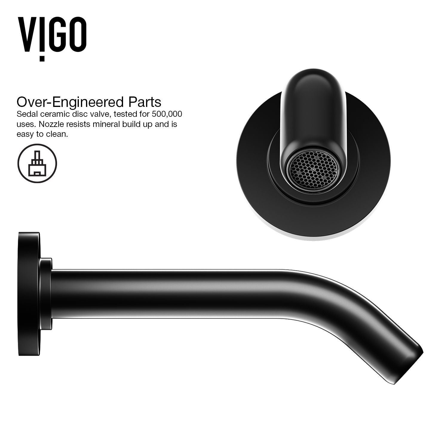 Magnolia MatteStone White Bathroom Sink/Basin Set with Olus Wall Mount Faucet and Rectangular Composite Vessel Z6K5 - product image 4
