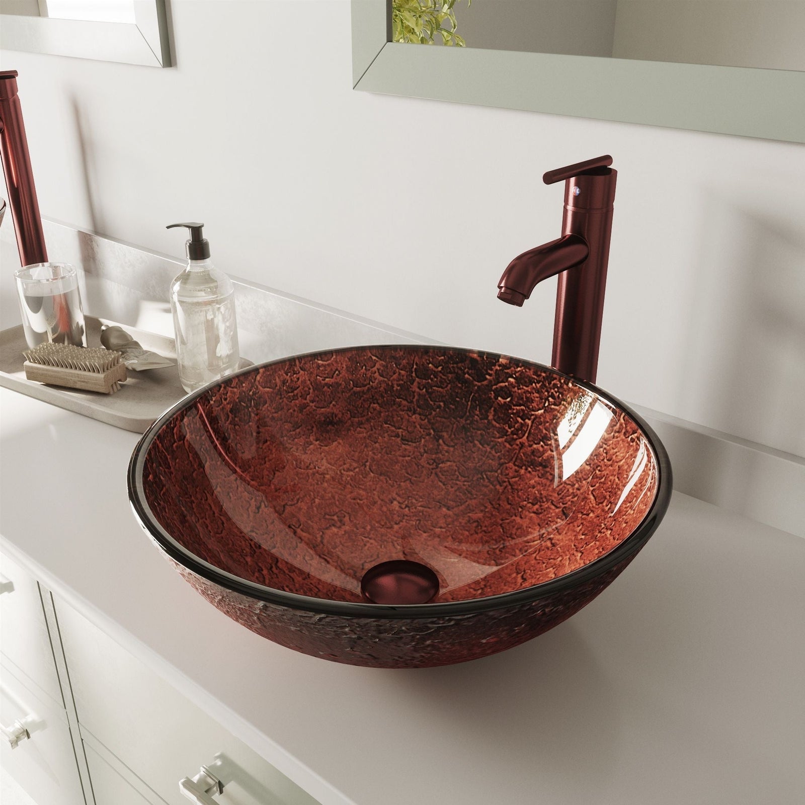 Mahogany Moon Glass Vessel Bathroom Sink W9F9 - product image 7