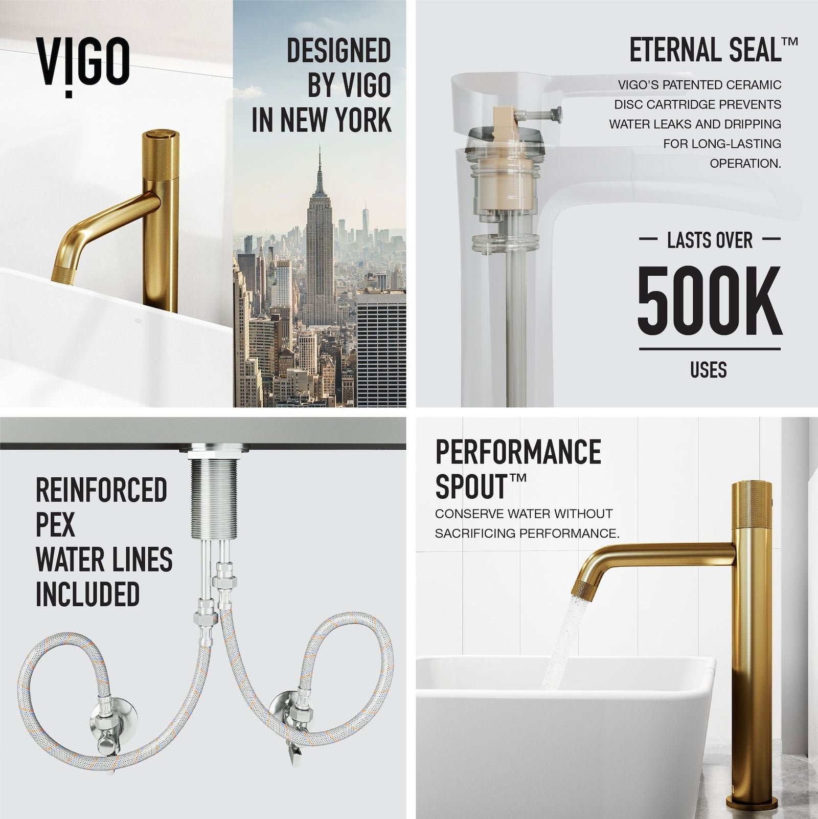 Marigold MatteStone Matte White Bathroom Sink/Basin Set with Apollo Faucet and Rectangular Composite Vessel I1U6 - product image 3