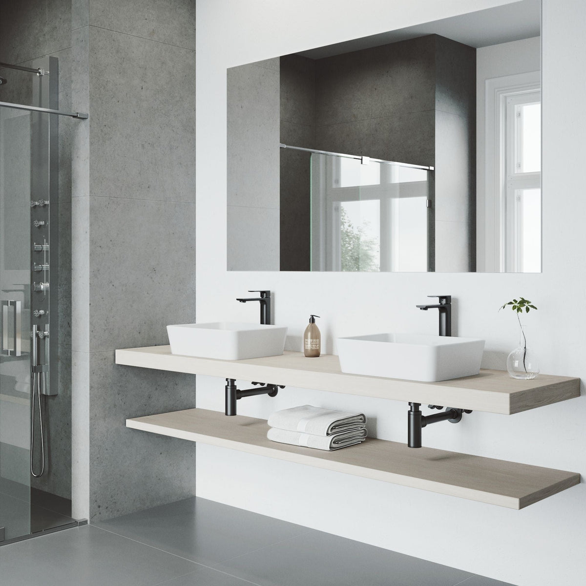 Marigold MatteStone Matte White Bathroom Sink/Basin Set with Norfolk Faucet and Rectangular Composite Vessel M0G4 - product image 8