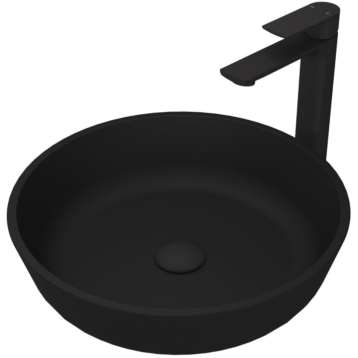 Modus MatteShell Matte Black Bathroom Sink/Basin Set with Norfolk Faucet and Round Glass Vessel T3E0 - product image 1