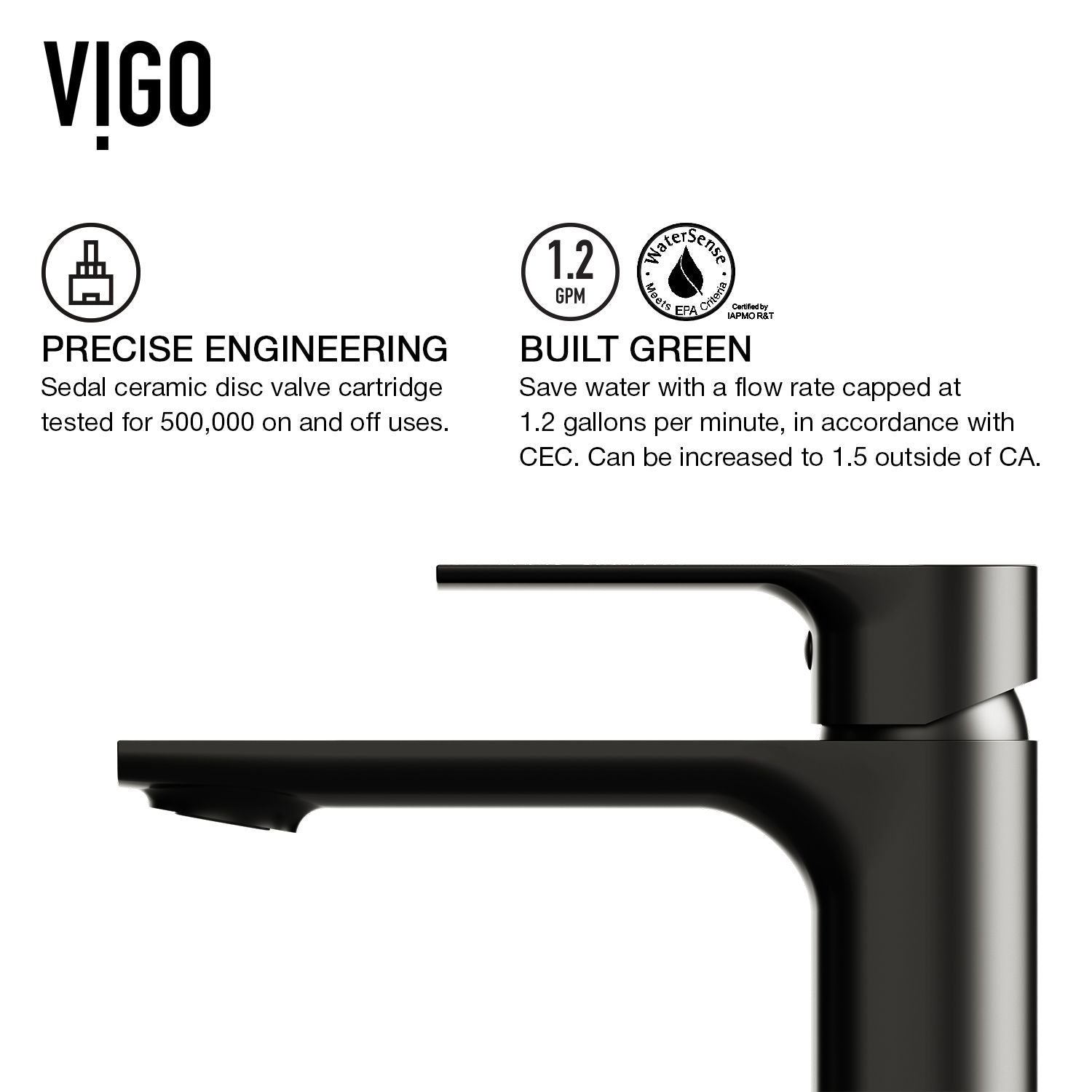 Norfolk Single Handle Vessel Bathroom Sink Faucet, WaterSense Certified, Matte Black E6S4 - product image 3