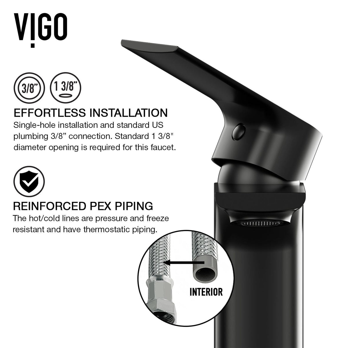 Norfolk Single Handle Vessel Bathroom Sink Faucet, WaterSense Certified, Matte Black E6S4 - product image 6