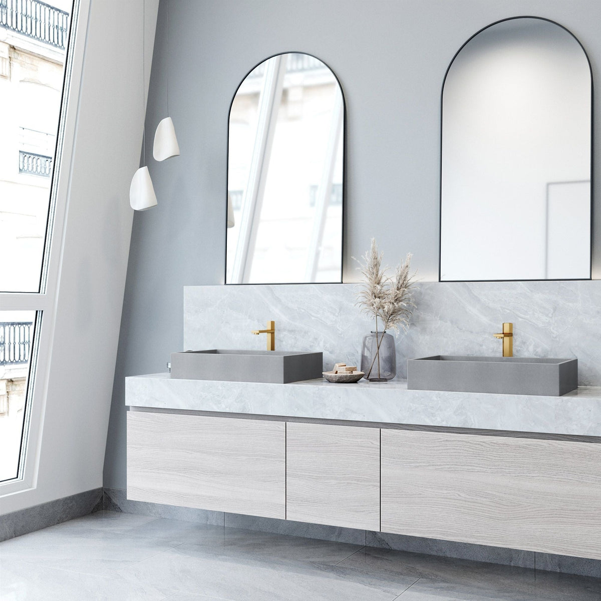 Orvieto Gothic ConcretoStone 24x15-in Deep Grey Bathroom Sink/Basin with Rectangular Vessel I3M2 - product image 7
