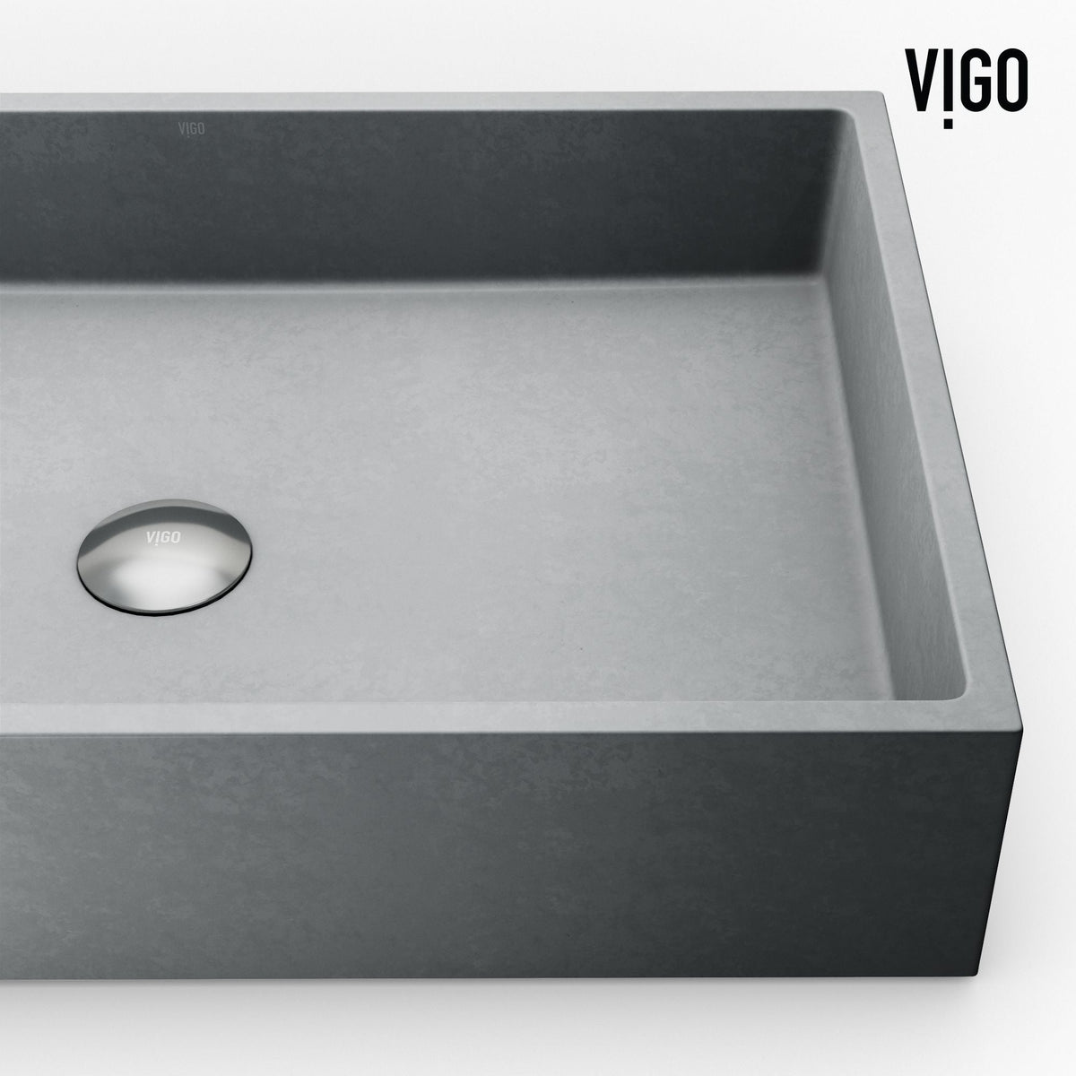Orvieto Gothic ConcretoStone 24x15-in Deep Grey Bathroom Sink/Basin with Rectangular Vessel A2J2 - product image 8