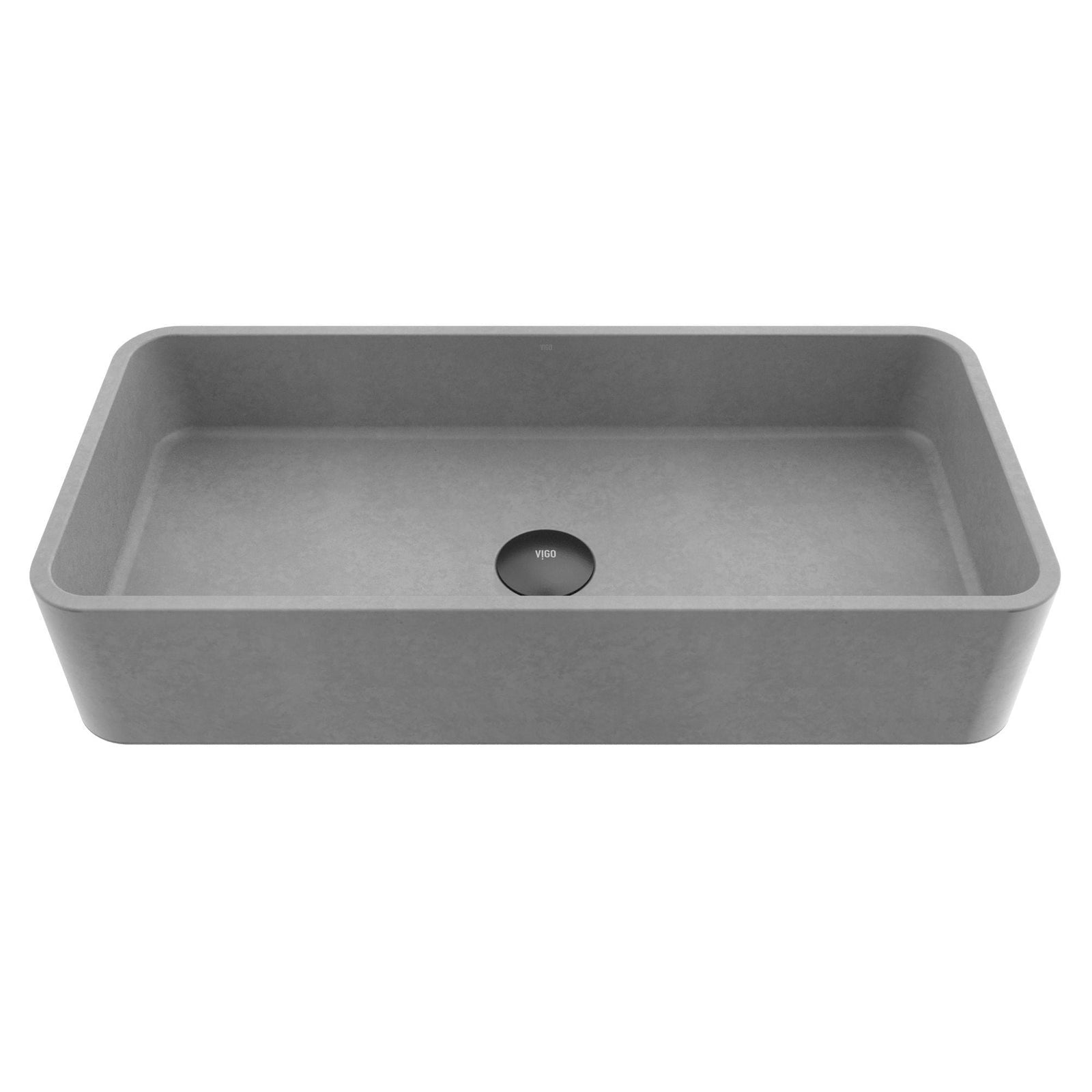 Palazzo Gothic ConcretoStone 24x11-in Deep Grey Bathroom Sink/Basin with Rectangular Vessel Z1O9 - product image 1