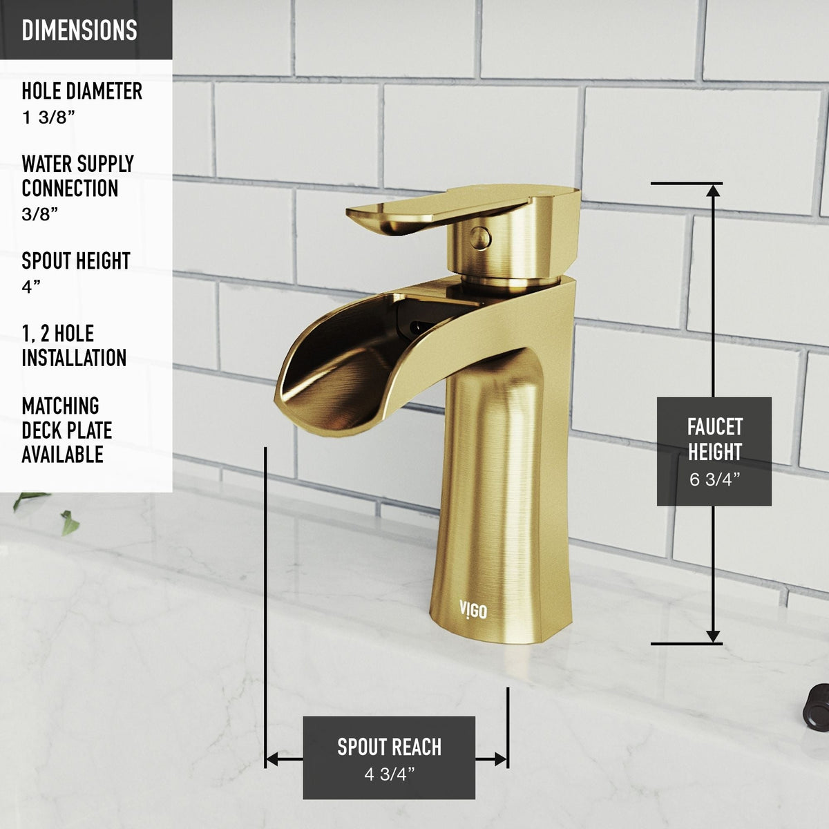 Paloma Single Handle Single Hole Bathroom Sink Faucet, WaterSense Certified, Matte Gold K8C2 - product image 3
