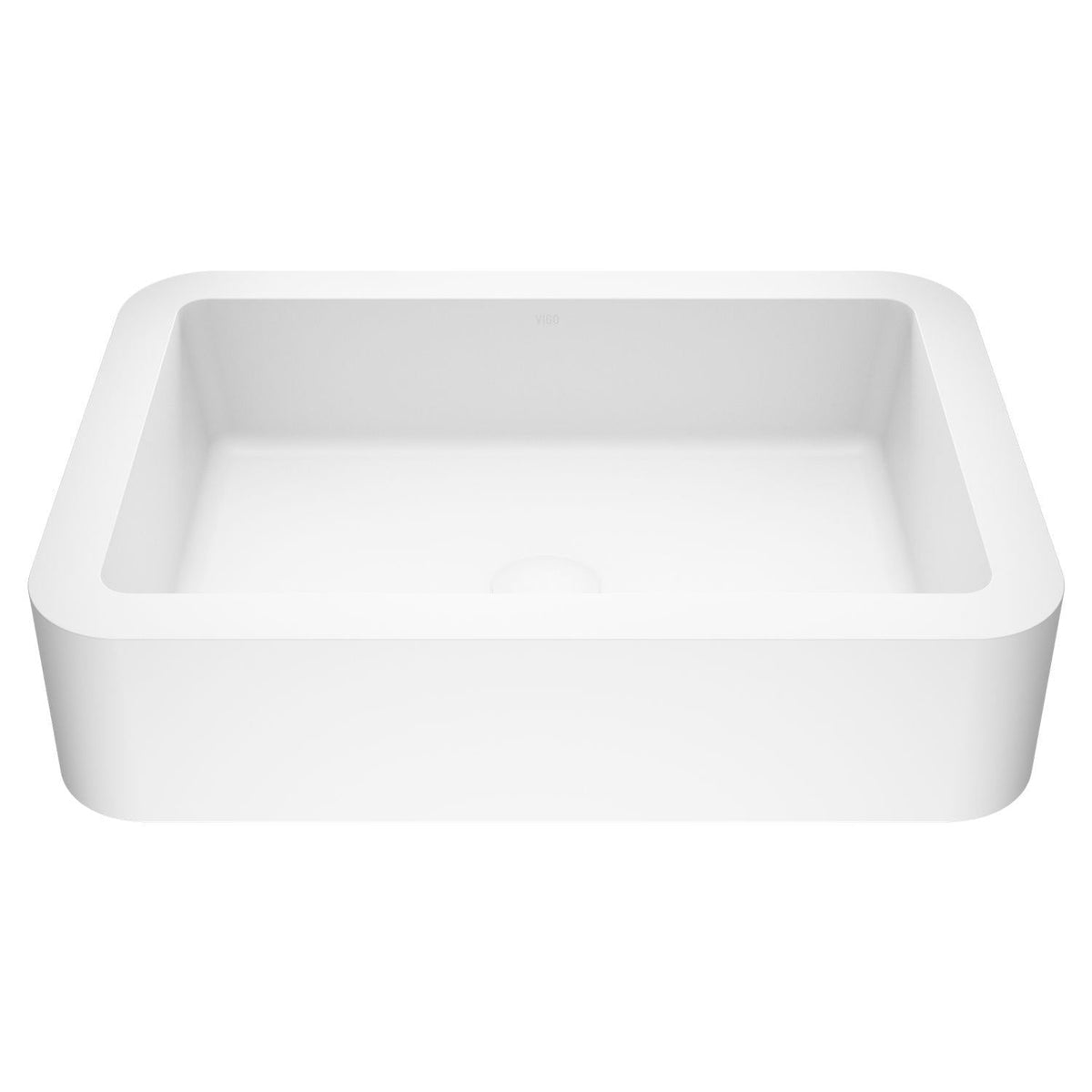 Petunia Matte Stone Rectangular Composite Vessel Bathroom Sink/Basin with Rounded Edges & Deep Bowl, White V0Z1 - product image 1