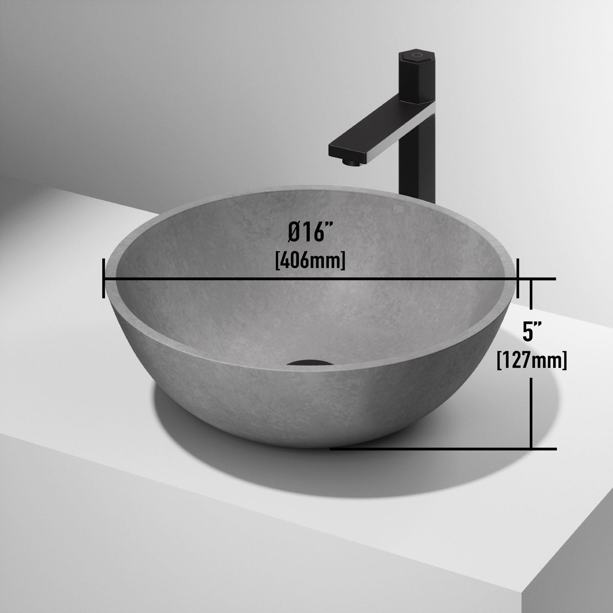 Ravenna Gothic ConcretoStone 16x16-in Deep Grey Bathroom Sink/Basin with Round Vessel S2W1 - product image 3