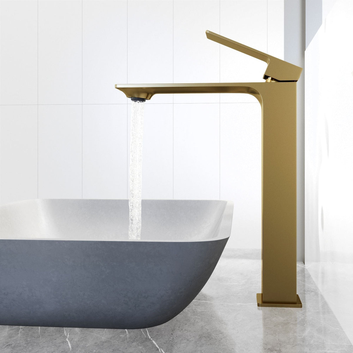 Ravenna Gothic ConcretoStone Grey Bathroom Sink/Basin Set with Dunn Faucet and Round Vessel D0K1 - product image 7