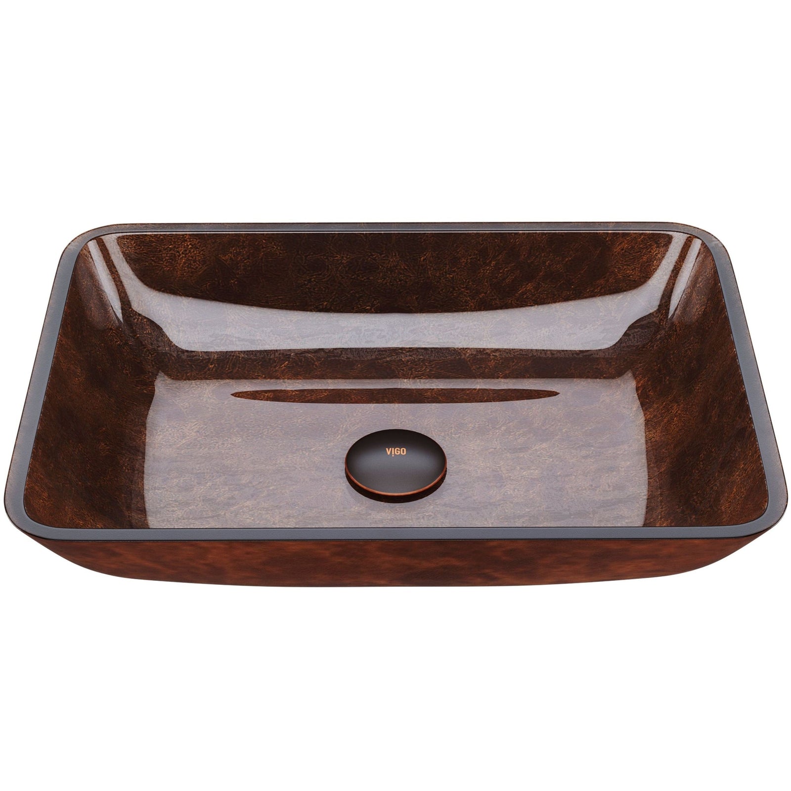 Rectangular Glass Vessel Bathroom Sink/Basin with Deep Bowl, Russet W8D5 - product image 1