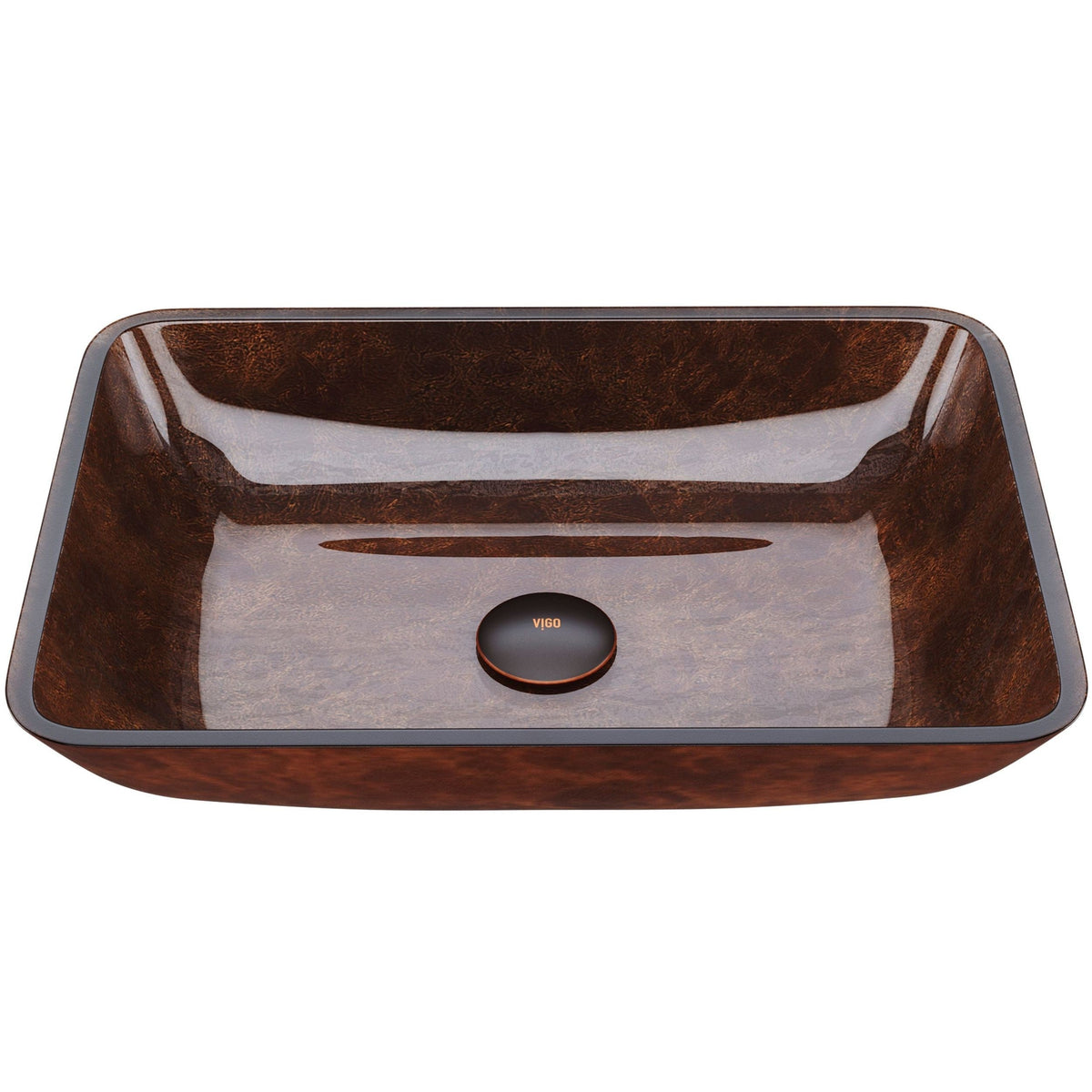 Rectangular Glass Vessel Bathroom Sink/Basin with Deep Bowl, Russet R1S1 - product image 1
