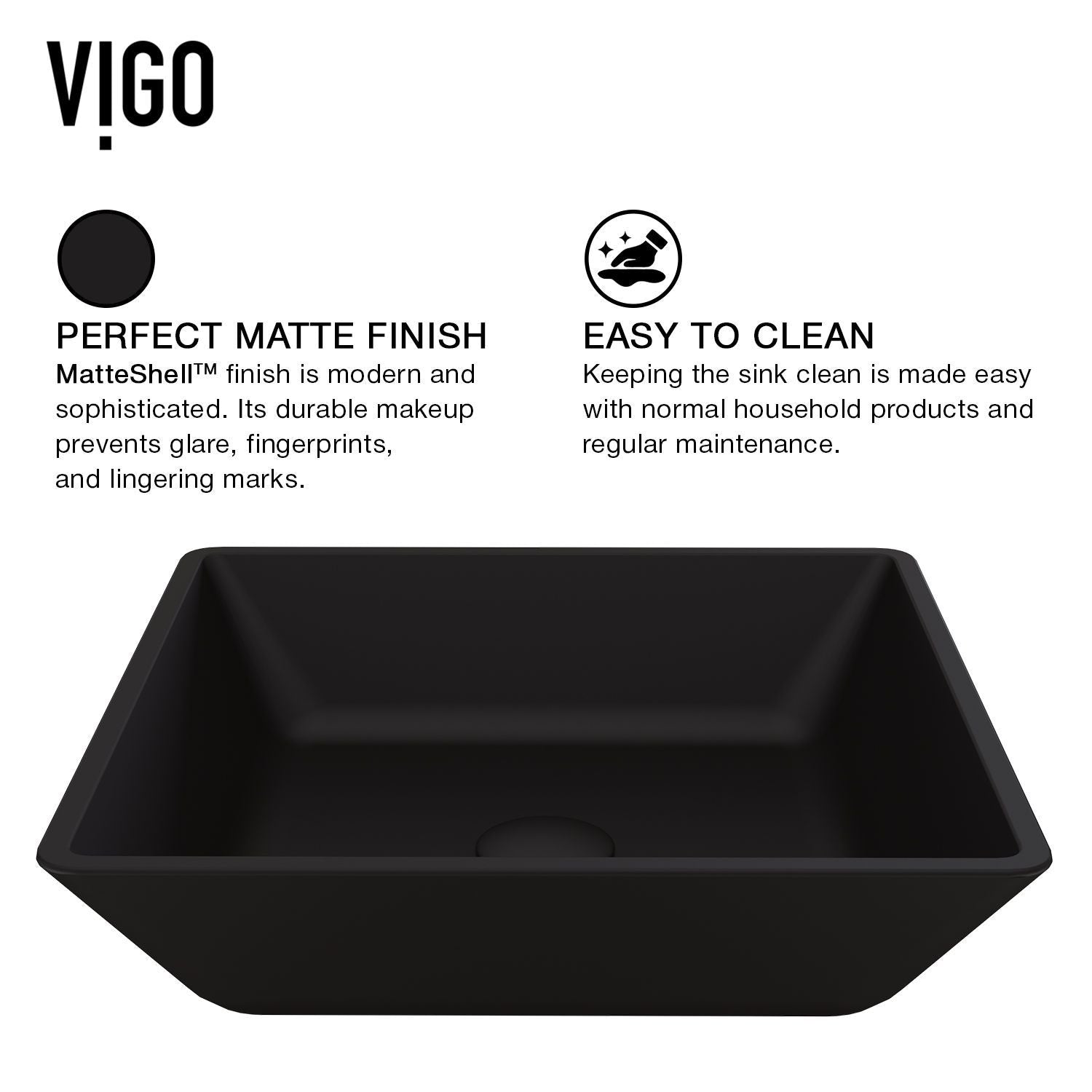 Roma Glass Square Vessel Bathroom Sink/Basin with Rounded Edges & Deep Bowl, Black U3R1 - product image 3