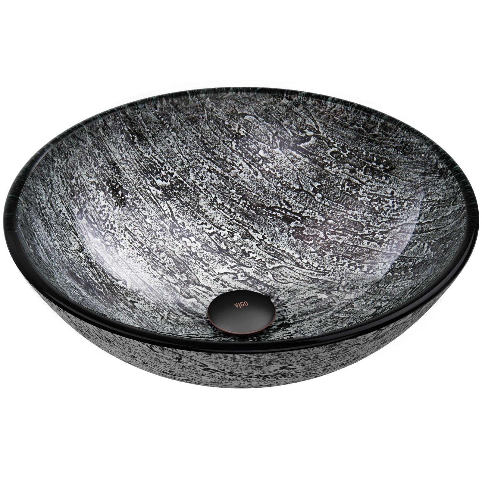 Round Glass Vessel Bathroom Sink/Basin with Deep Bowl, Titanium Q6Z5 - product image 2