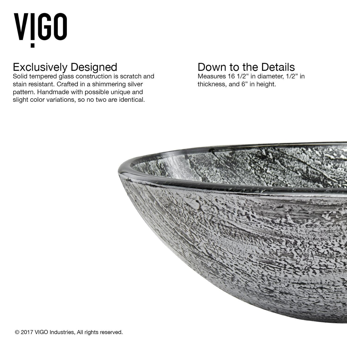 Round Glass Vessel Bathroom Sink/Basin with Deep Bowl, Titanium Q6Z5 - product image 6