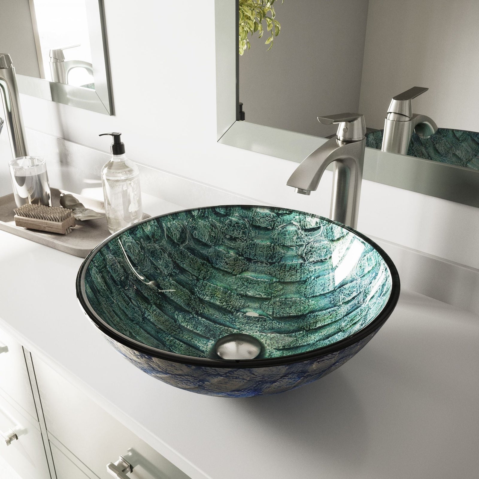 Round Glass Vessel Bathroom Sink/Basin with Scratch-Resistant Surface, Oceania G8D1 - product image 5