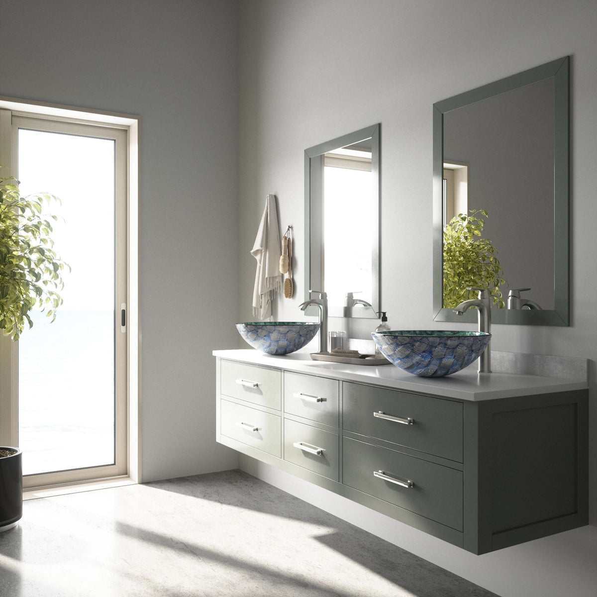 Round Glass Vessel Bathroom Sink/Basin with Scratch-Resistant Surface, Oceania G8D1 - product image 6