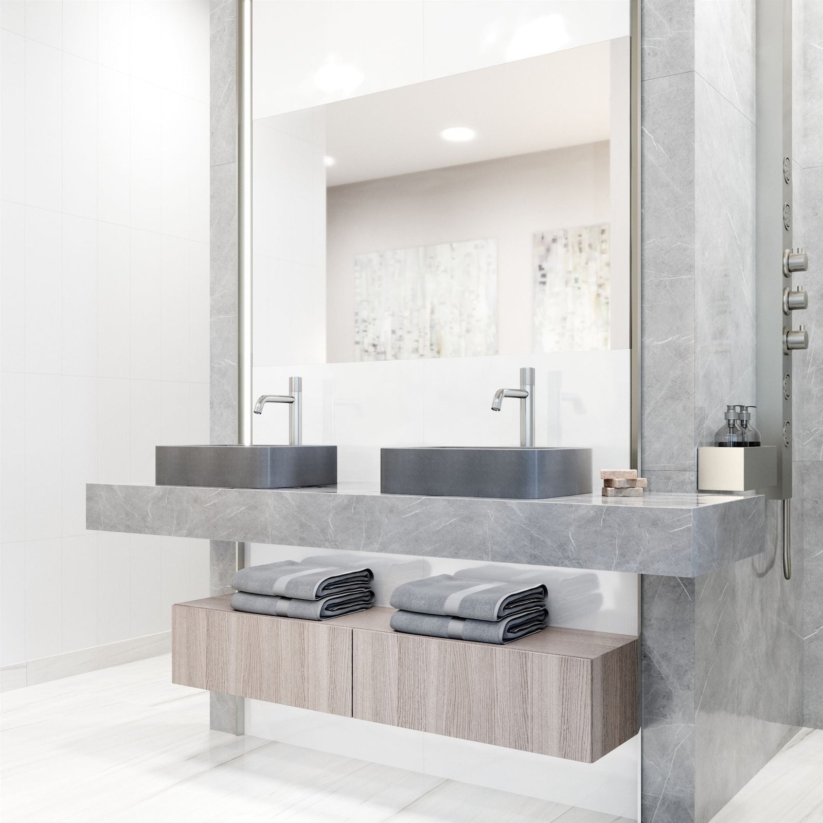 Segovia Gothic ConcretoStone Grey Bathroom Sink/Basin Set with Apollo Faucet and Rectangular Vessel C0A9 - product image 6