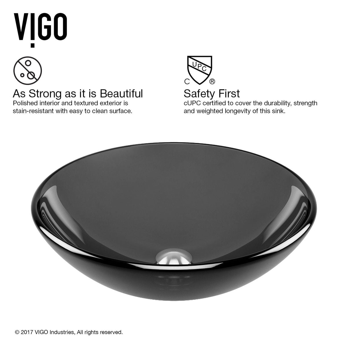 Sheer Glass Round Vessel Bathroom Sink/Basin with Deep Bowl, Black J1S8 - product image 5