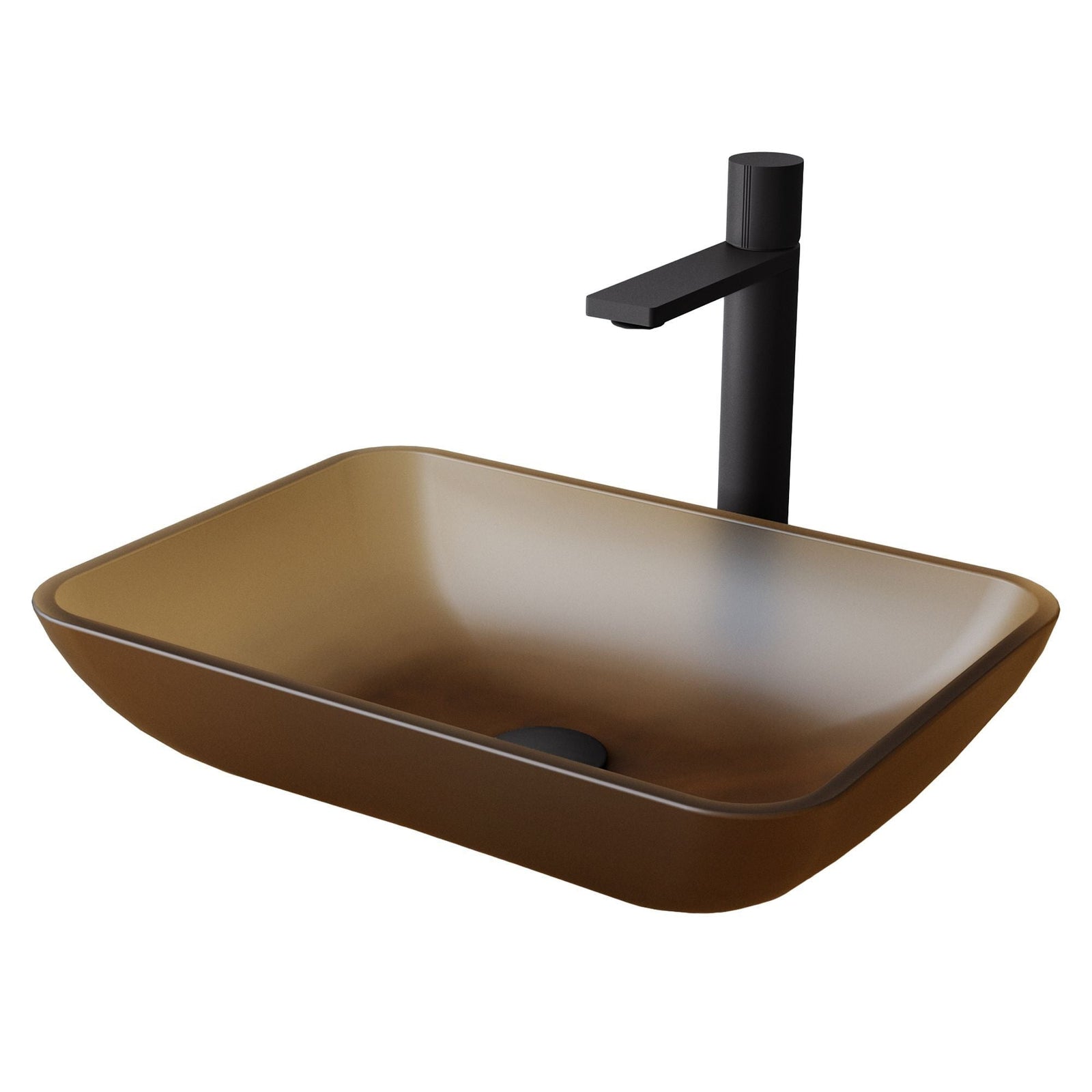 Sottile MatteShell Amber Bathroom Sink/Basin Set with Gotham Faucet and Glass Vessel U3G2 - product image 1