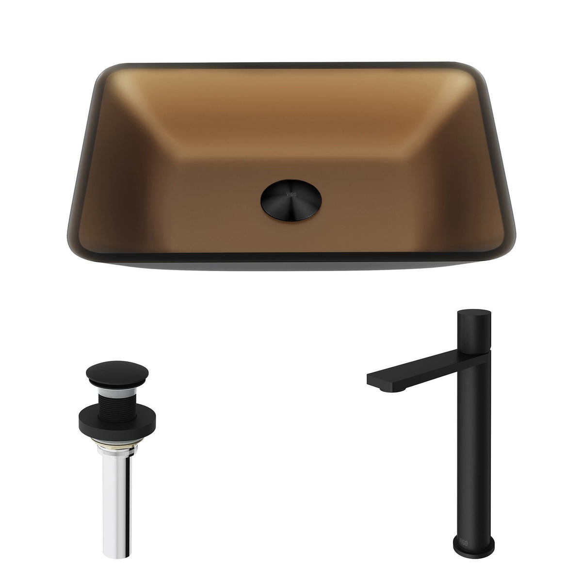 Sottile MatteShell Amber Bathroom Sink/Basin Set with Gotham Faucet and Glass Vessel U3G2 - product image 2