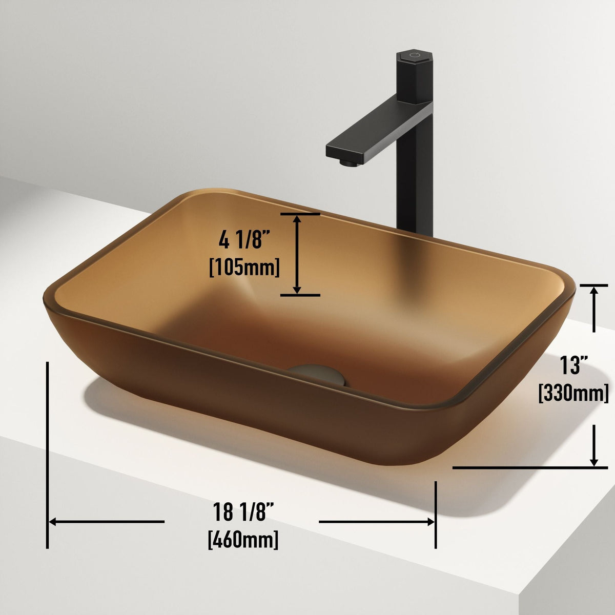 Sottile MatteShell Amber Bathroom Sink/Basin Set with Gotham Faucet and Glass Vessel U3G2 - product image 3