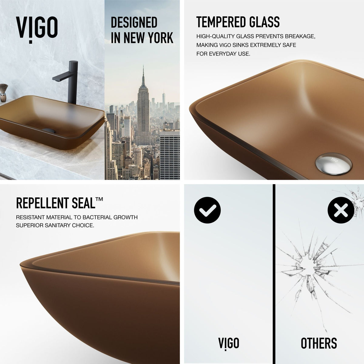 Sottile MatteShell Amber Bathroom Sink/Basin Set with Gotham Faucet and Glass Vessel U3G2 - product image 6