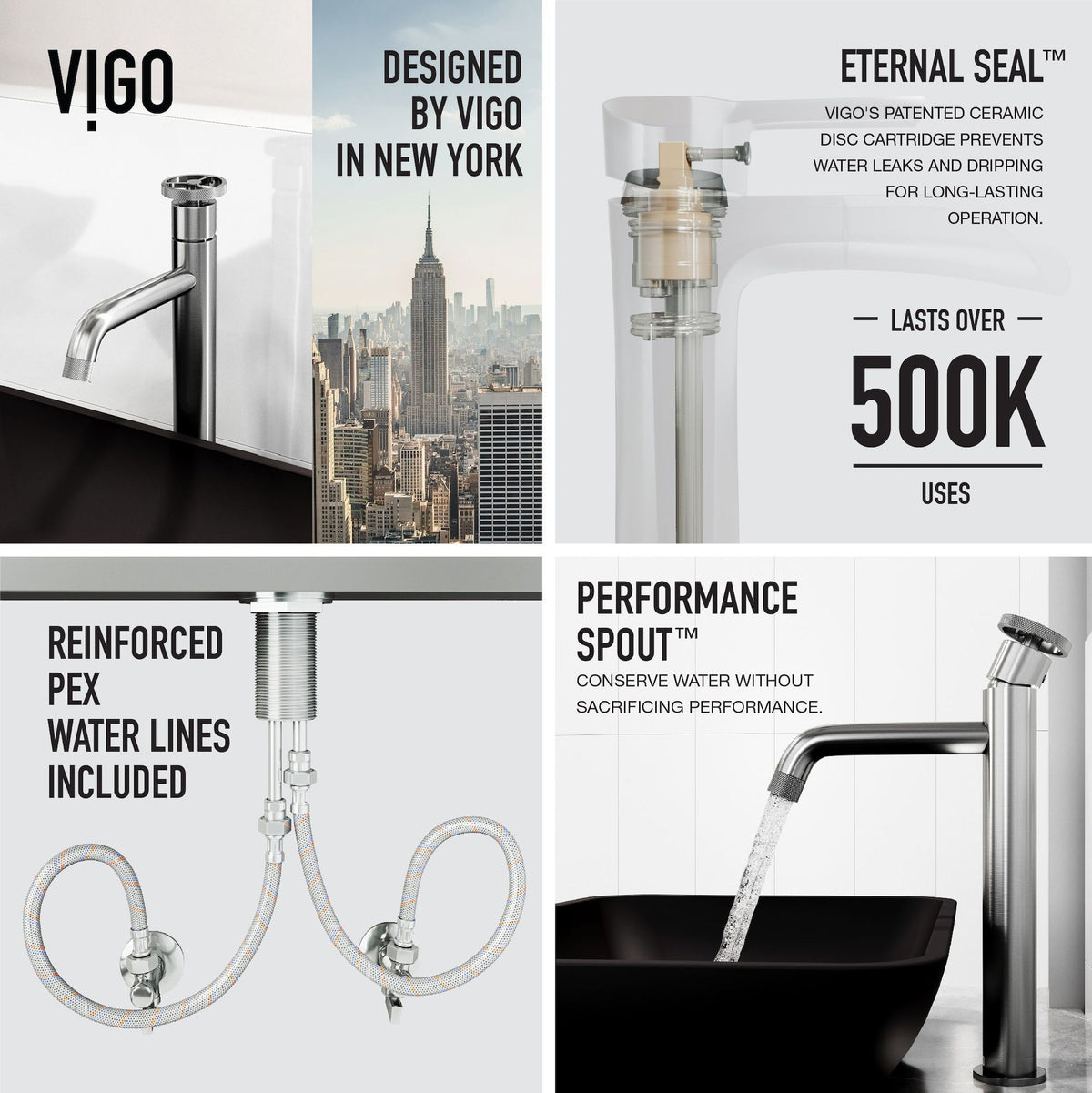 Sottile MatteShell Matte Black Bathroom Sink/Basin Set with Cass Faucet and Glass Rectangular Vessel L9V5 - product image 6
