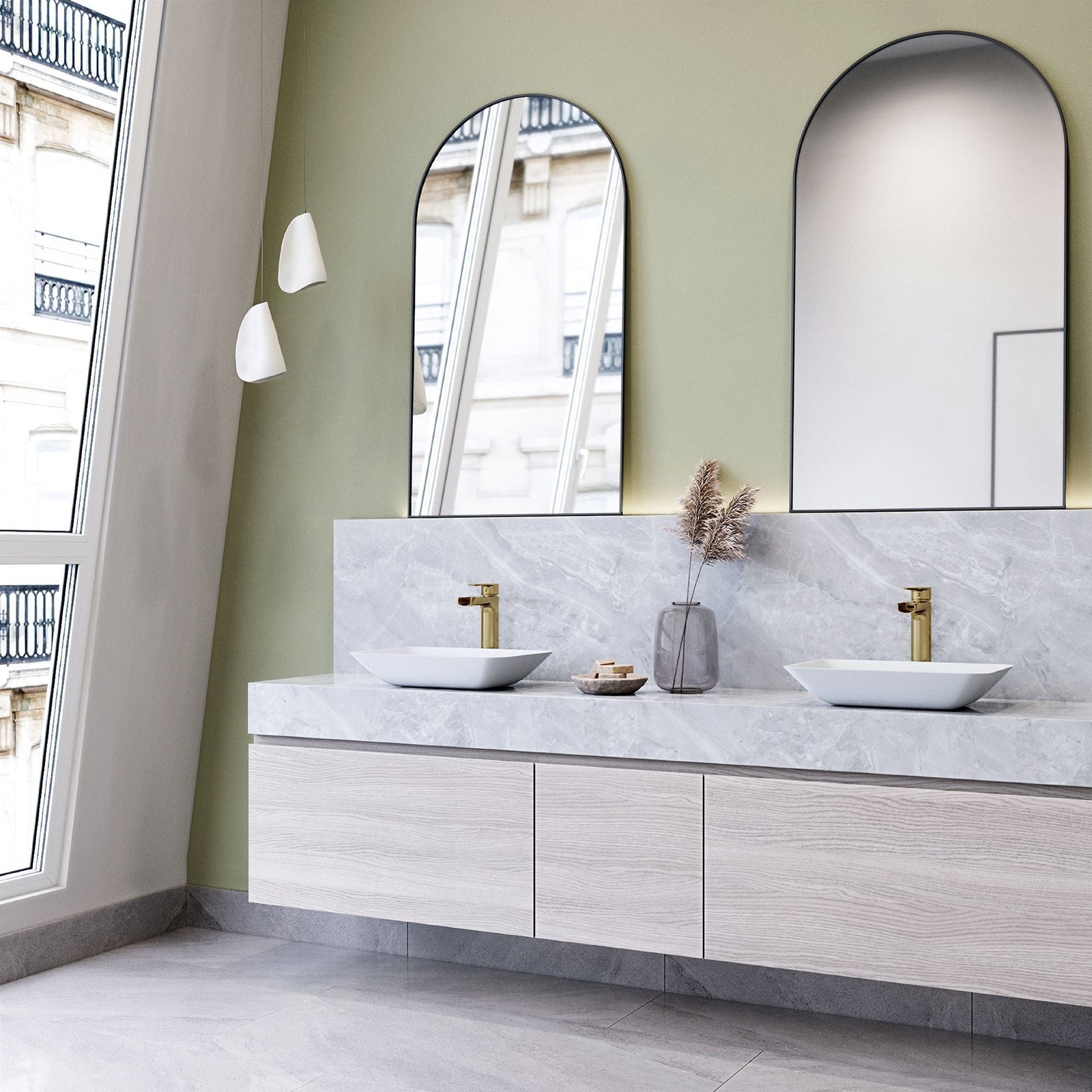 Sottile MatteShell White Bathroom Sink/Basin Set with Amada Faucet and Glass Rectangular Vessel L4U8 - product image 8
