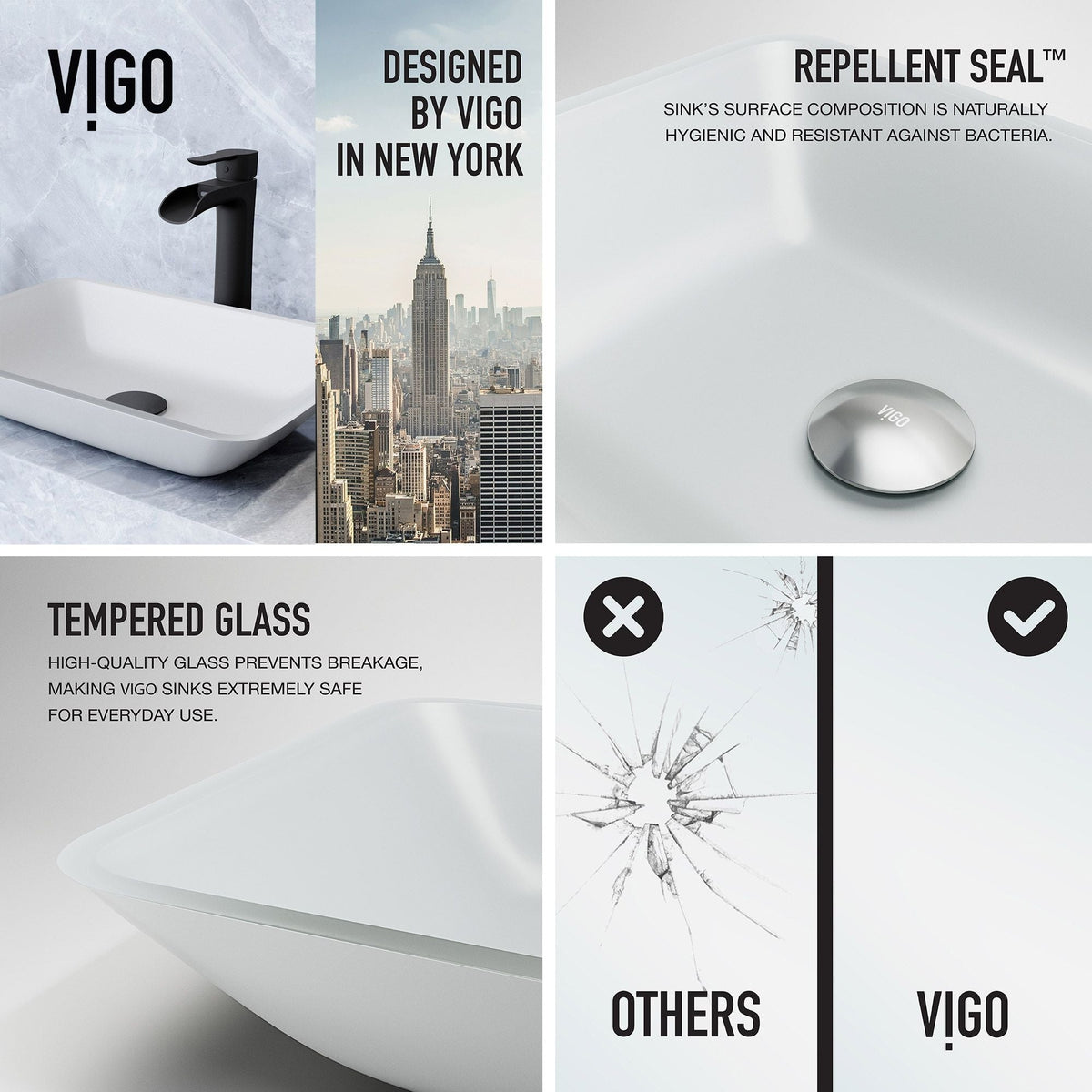 Sottile MatteShell White Bathroom Sink/Basin Set with Niko Faucet and Glass Rectangular Vessel H9D4 - product image 3