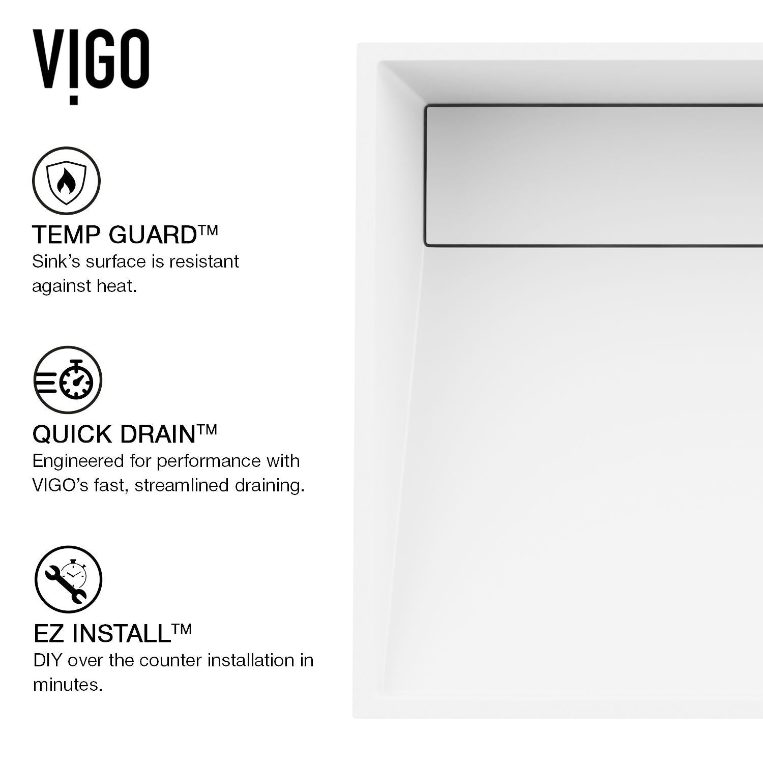 Starr Glass MatteStone White Bathroom Sink/Basin Set with Gotham Faucet and Rectangular Composite Vessel O6N6 - product image 5