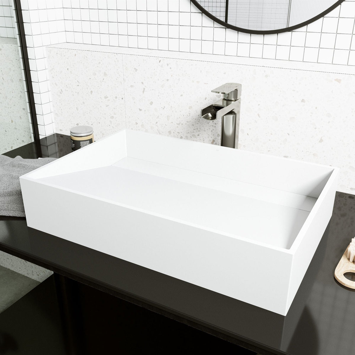 Starr Modern MatteStone 23x15-in Deep White Bathroom Sink/Basin with Rectangular Vessel Y7F7 - product image 8