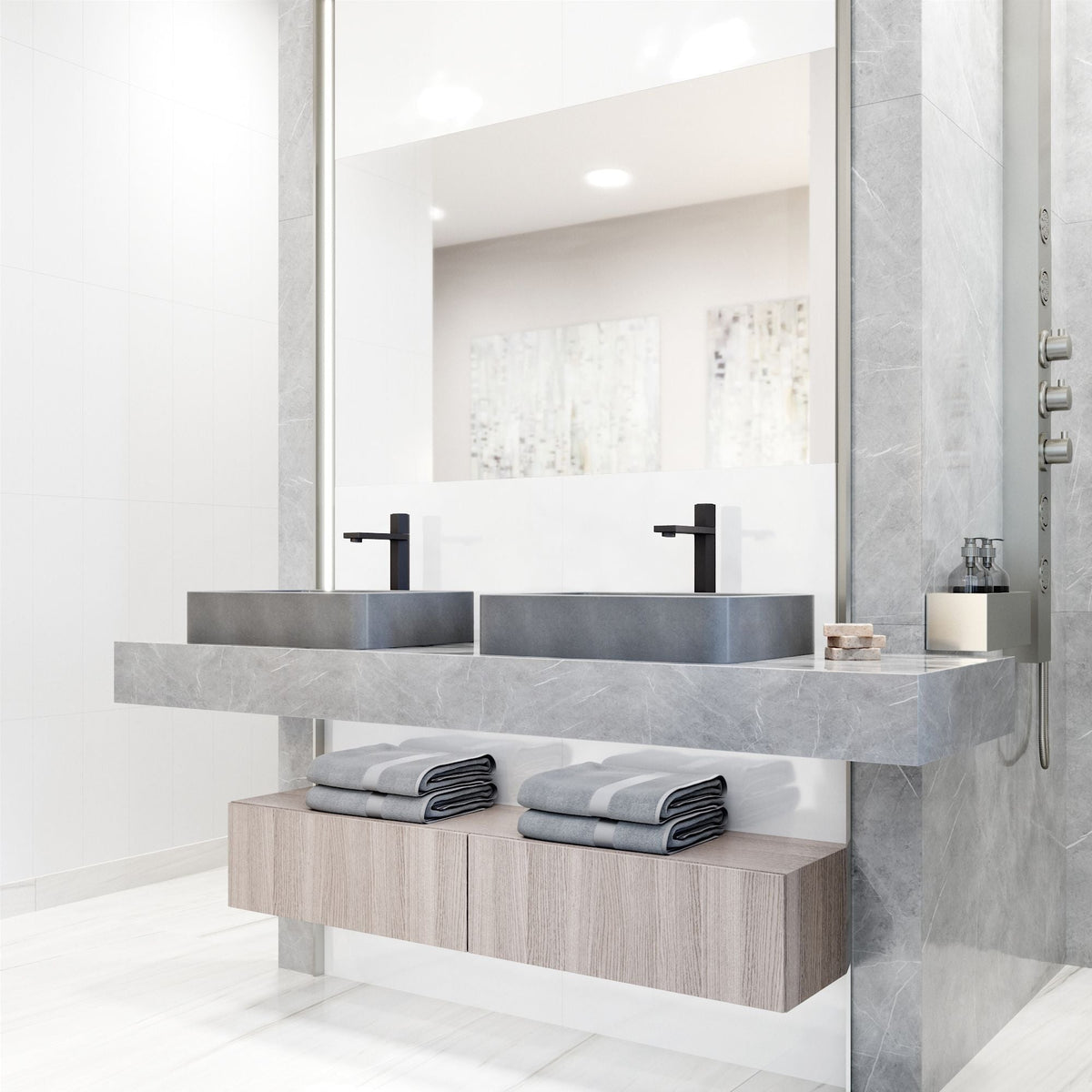 Tarragona Gothic ConcretoStone 19x14-in Deep Grey Bathroom Sink/Basin with Rectangular Vessel Y6P4 - product image 6