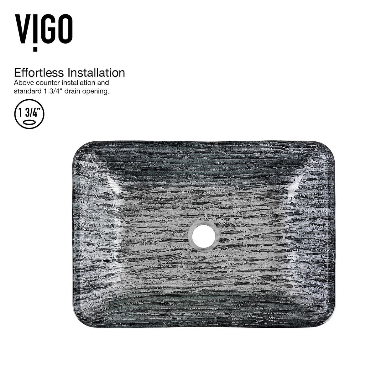 Titanium Glass Slate Grey Bathroom Sink/Basin Set with Lexington Faucet and Rectangular Vessel H2S4 - product image 3