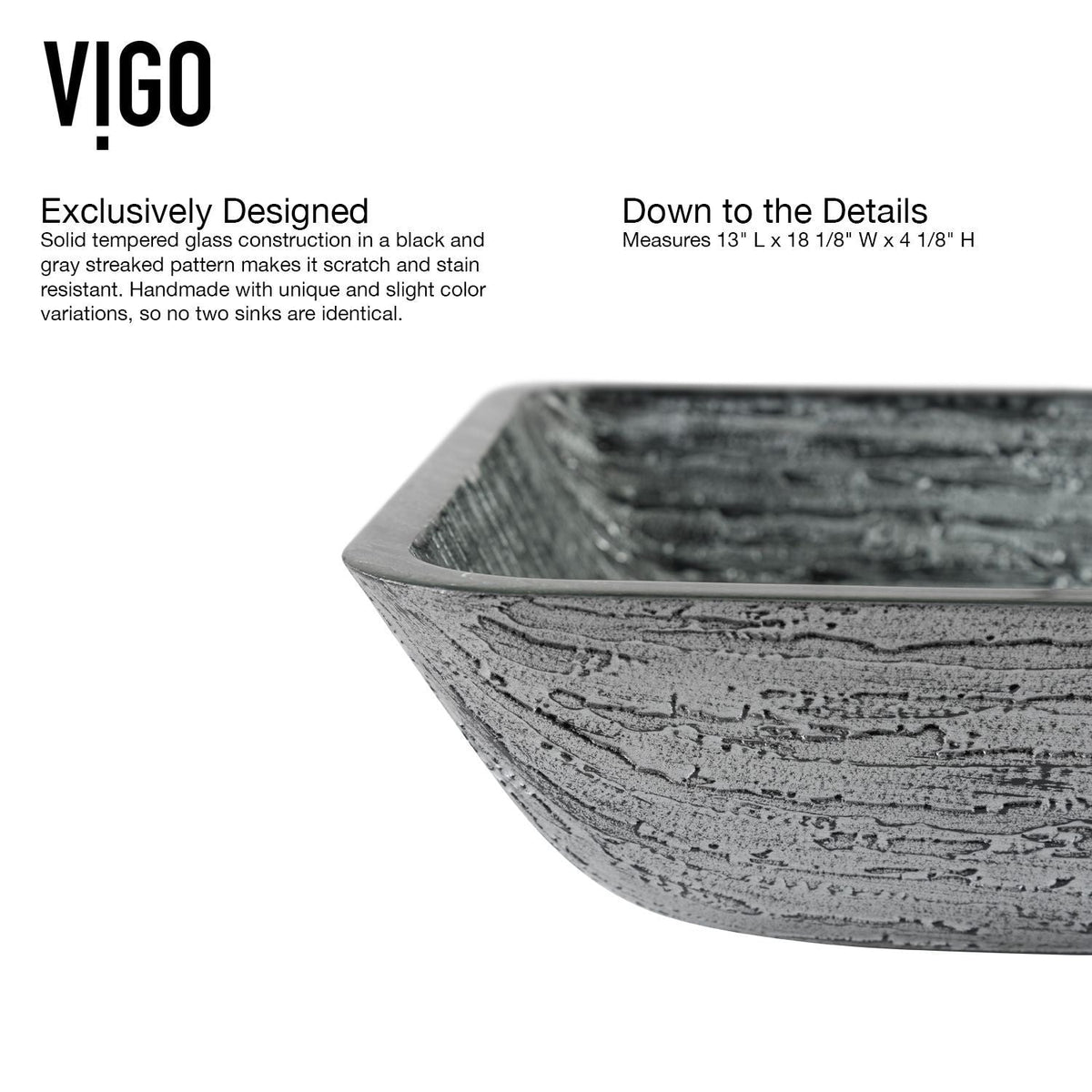 Titanium Glass Slate Grey Bathroom Sink/Basin Set with Lexington Faucet and Rectangular Vessel H2S4 - product image 8