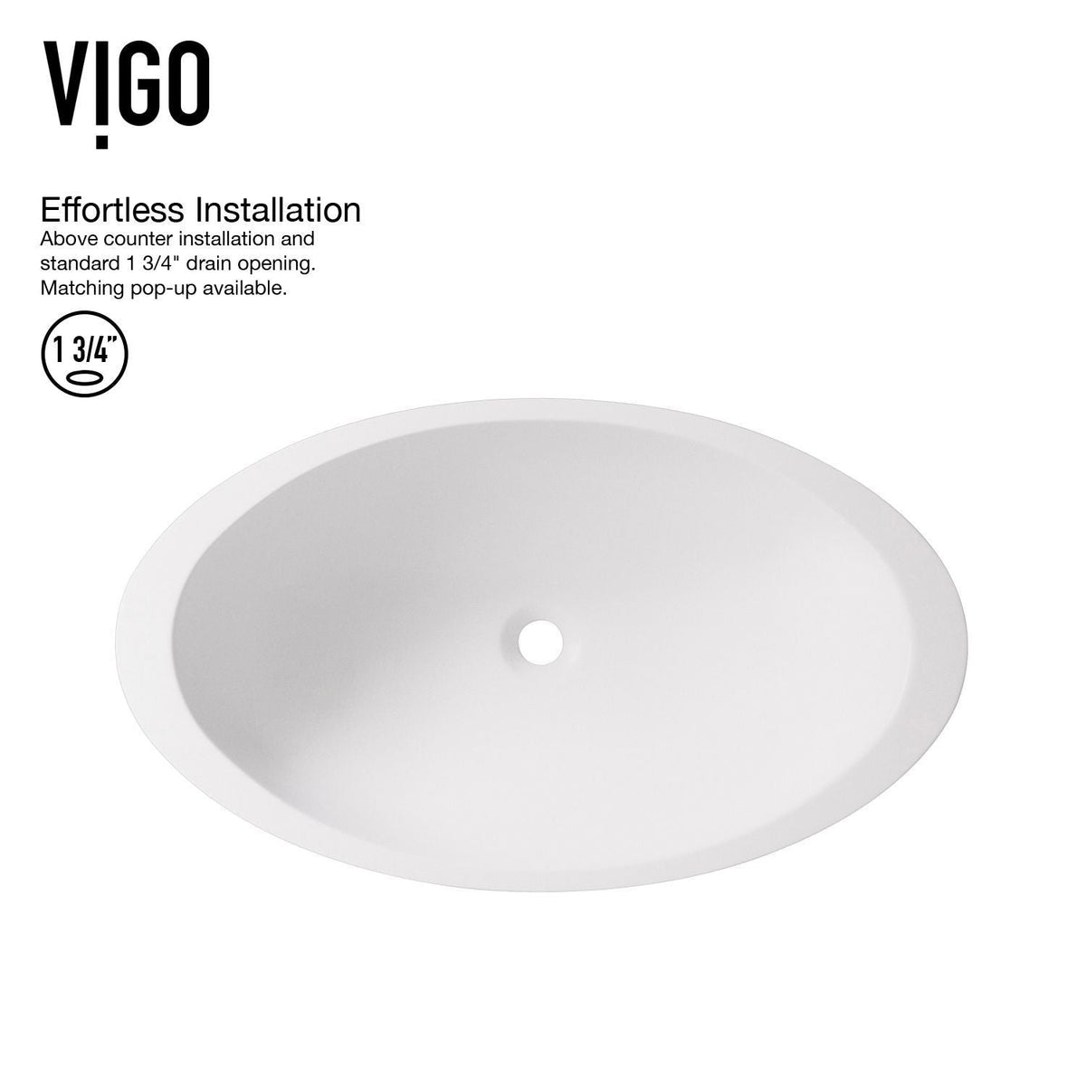 Wisteria MatteStone White Bathroom Sink/Basin Set with Apollo Faucet and Oval Composite Vessel V9E9 - product image 3