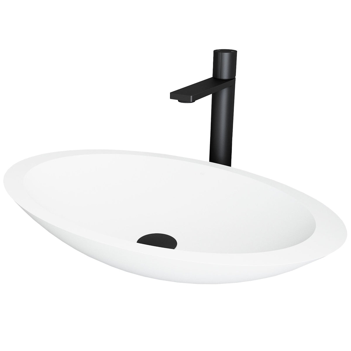 Wisteria MatteStone White Bathroom Sink/Basin Set with Gotham Faucet and Oval Composite Vessel Y7I2 - product image 1