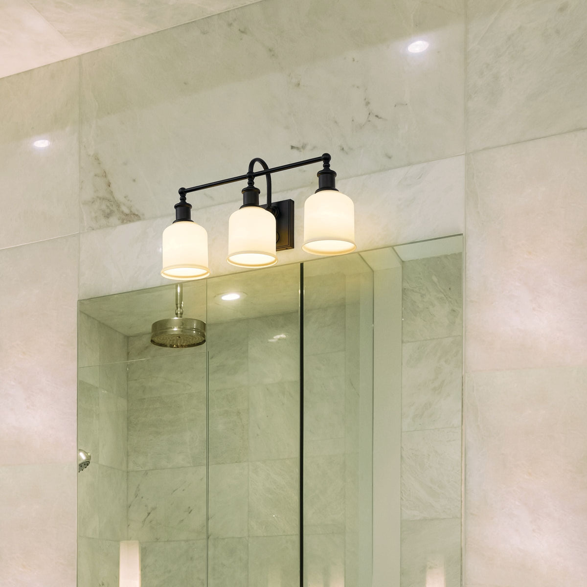 Bryant 3-Light Vanity Light, Black with Opal Shade U7R8 - product image 7