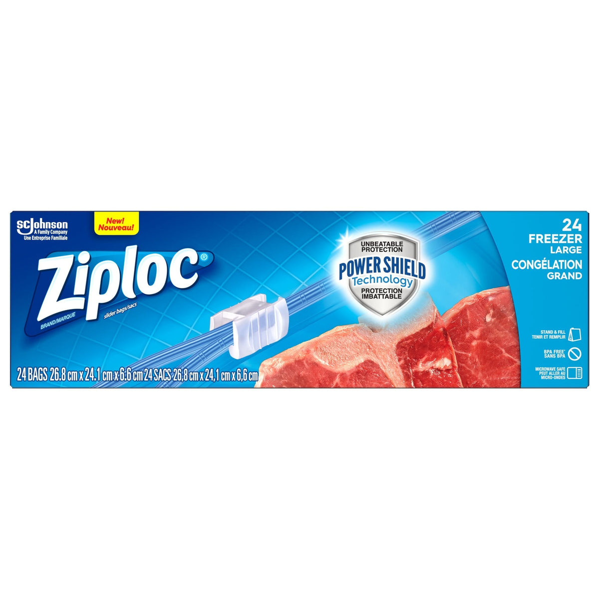 Large Slider Plastic Freezer Bag, 950-mL, 24-pk P4I8 - product image 1